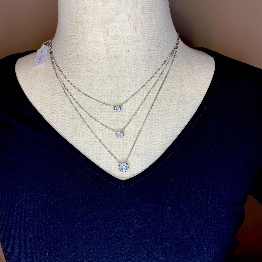 💎Park Lane CZ “Angelic” Silver Layered Necklace 3in1 💎